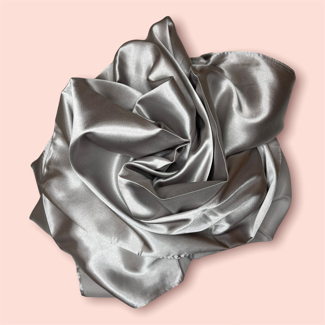Rumadi - Gray Satin Silk Hijab